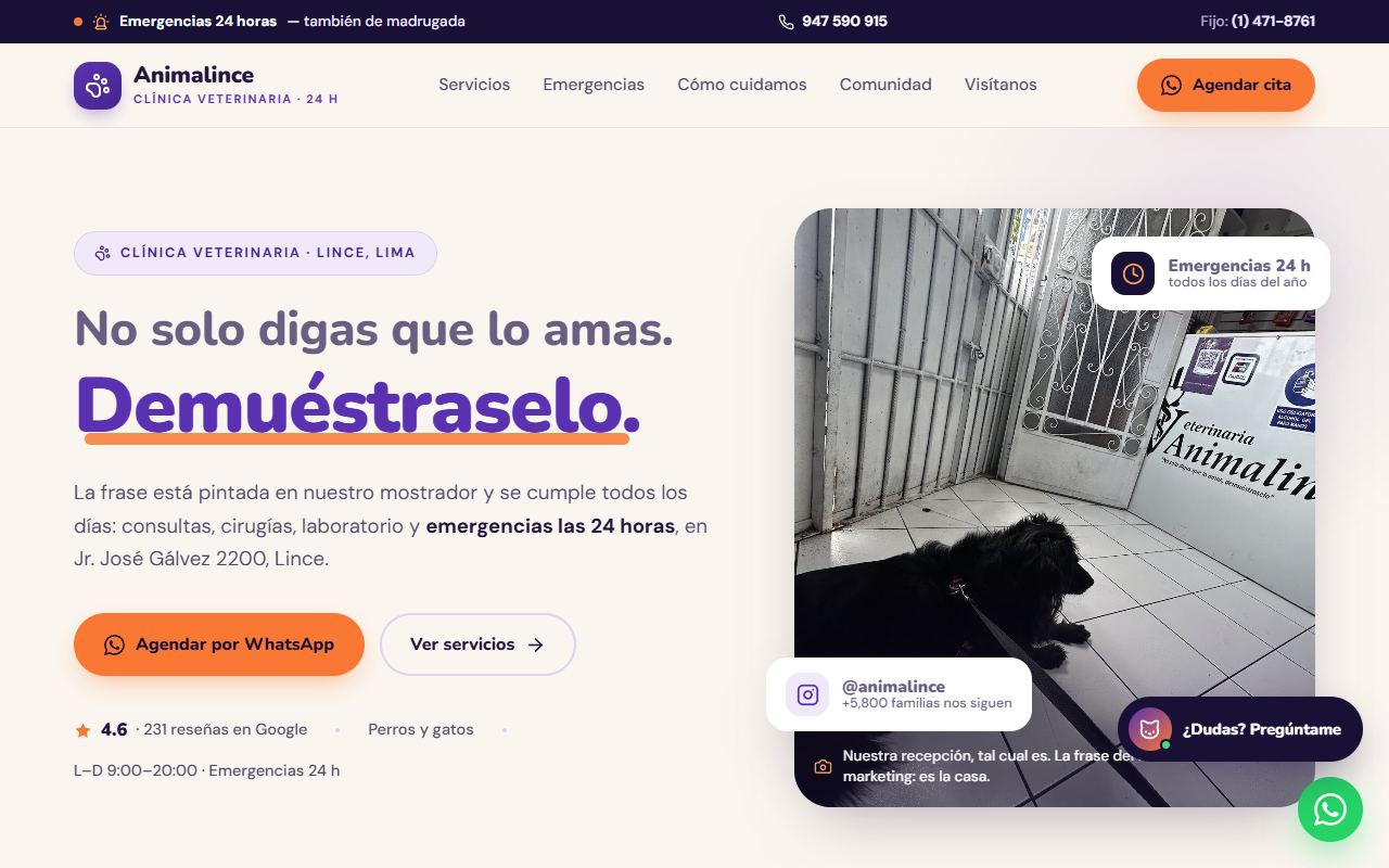Portada del sitio de Animalince