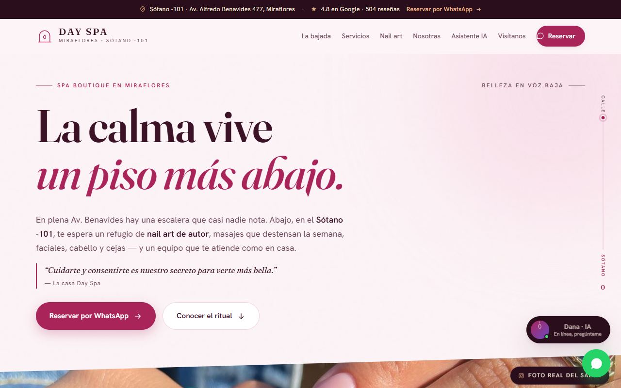 Portada del sitio de Day Spa