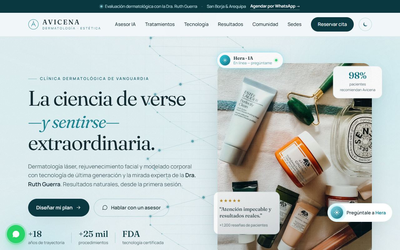 Portada del sitio de Dermatología Perú