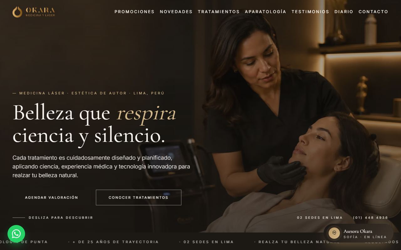 Portada del sitio de Okara
